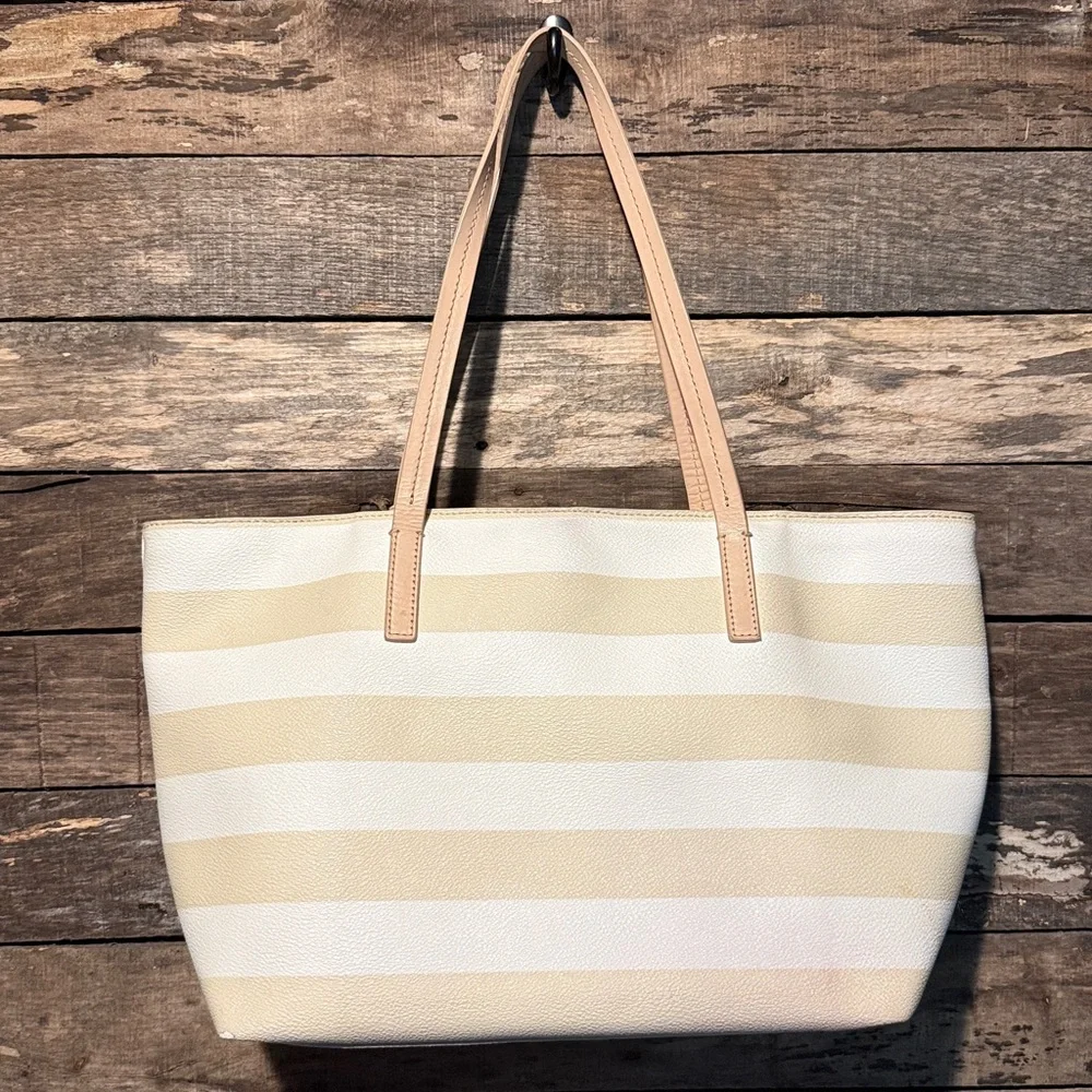 💚❤️Kate Spade Striped Leather Tote Bag Purse